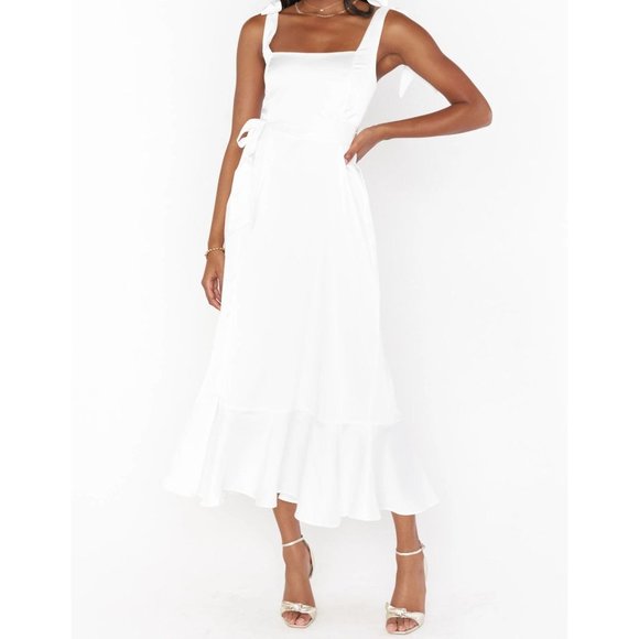 Show Me Your MuMu Dresses & Skirts - Show Me Your Mumu ivory satin garden midi dress M
